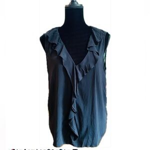 NWT Velvet Black Sleeveless Ruffle Blouse
